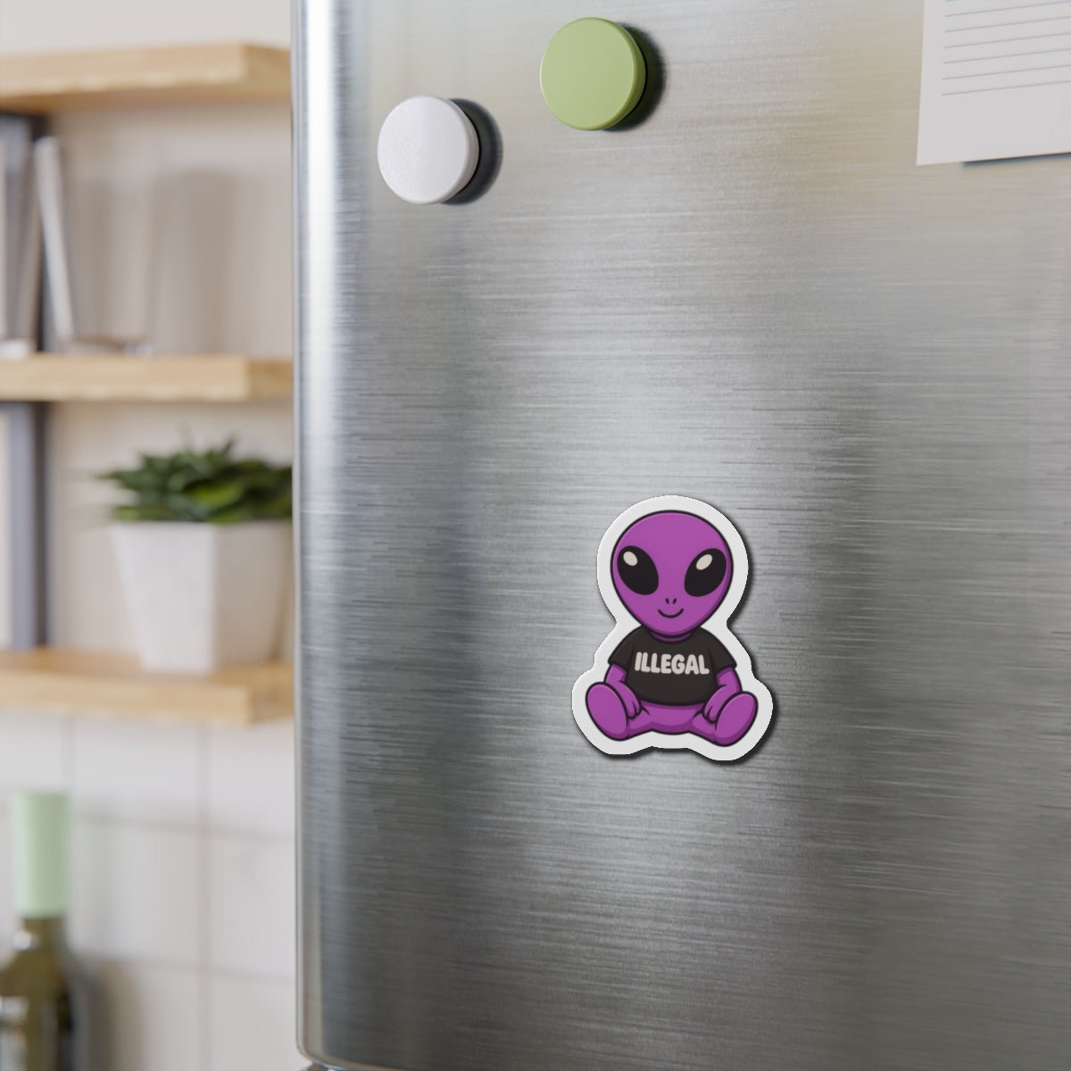 Alien 'Illegal' Die-Cut Magnet - Fun & Quirky Decor for Home or Office